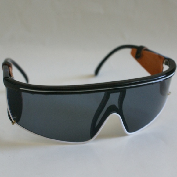 NWOT True Vintage Funky Wrap Sunglasses w/side black leather / white line accent - Picture 1 of 7